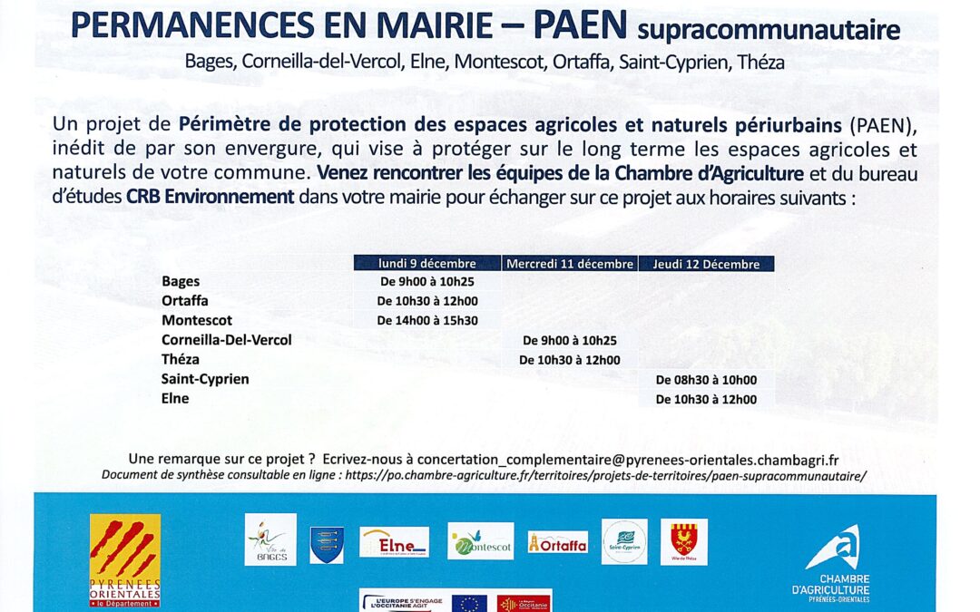 Permanence projet PAEN Supracommunautaire